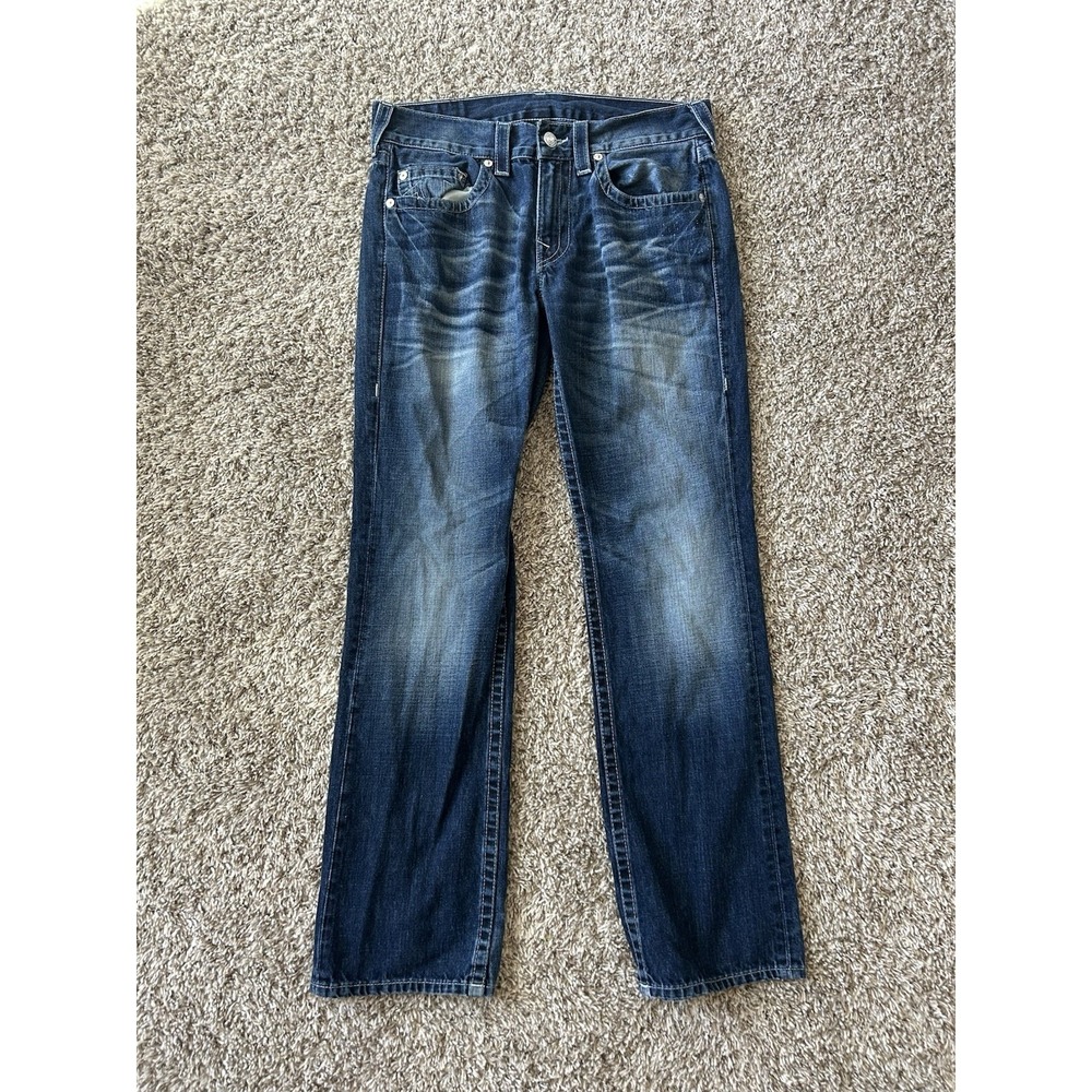 True Religion Jeans Men's 33x34 Straight Seat Nat Medium Wash World Your